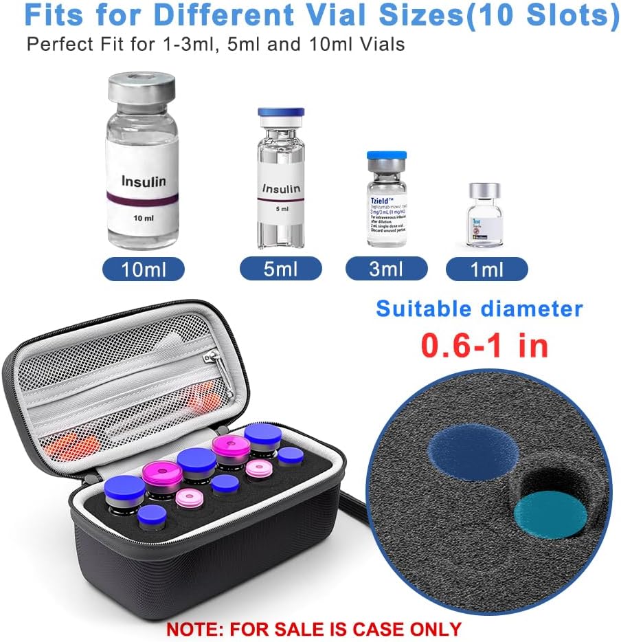 Detalle de Krypthos 10 Slots Insulin Vial Protector Case: Organized, Durable Home Storage for 1–10ml Vials