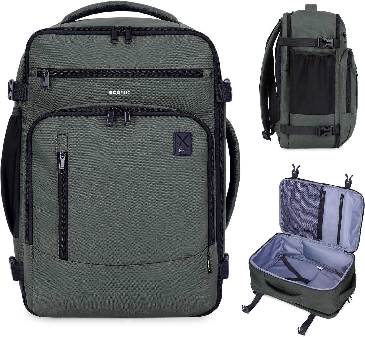 Detalle de ECOHUB for Ryanair Cabin Bags 40x20x25L underseat backpack with laptop compartment (20L, recycled fabric)