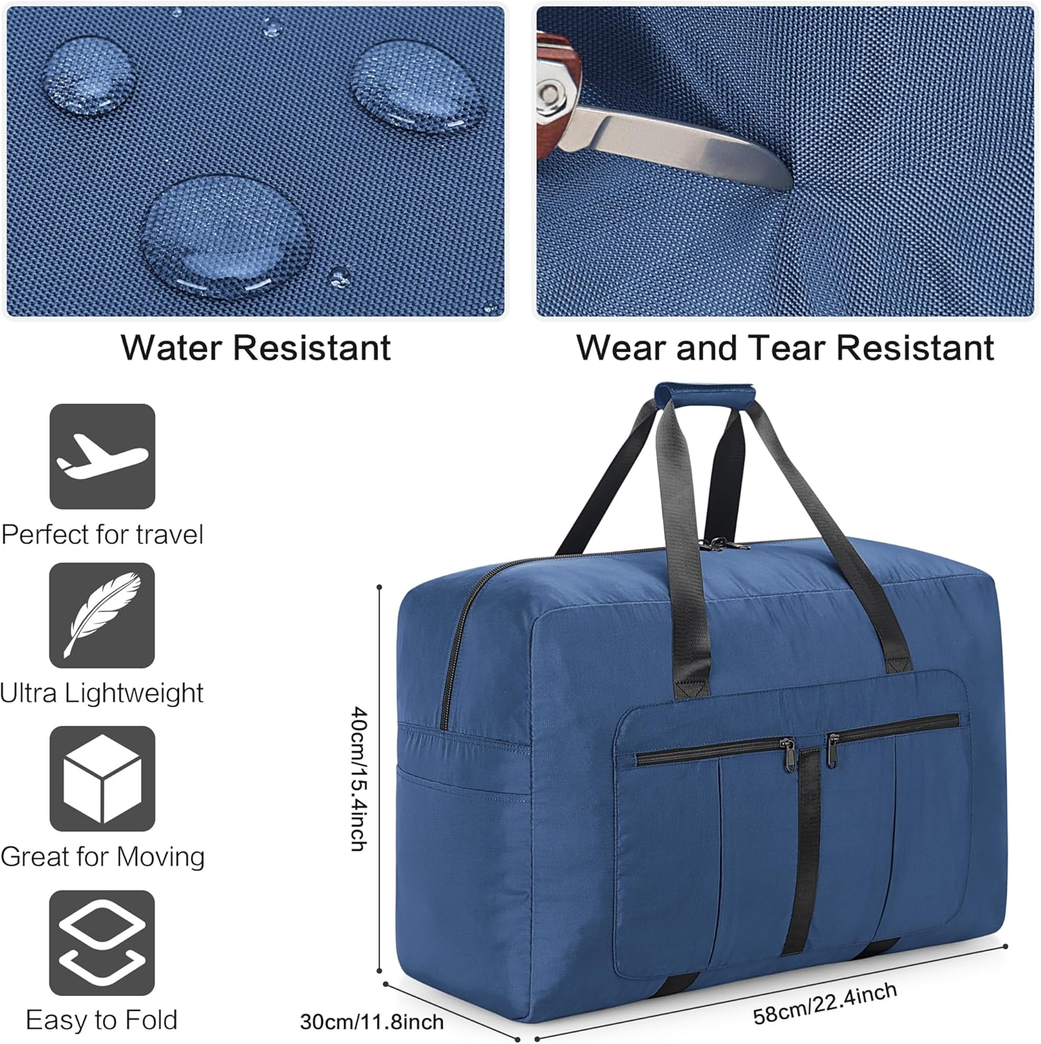 Detalle de YOUNGOA 70L Large Travel Duffle Bag for Men & Women – Waterproof Foldable Holdall