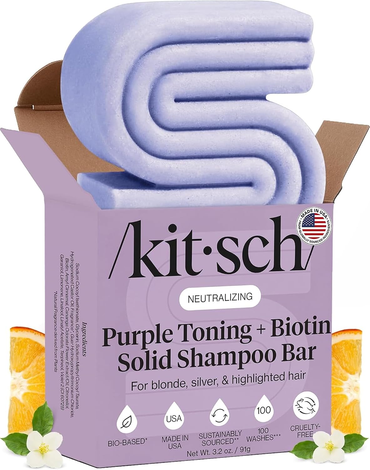 Detalle de Kitsch Purple Shampoo Bar for Blonde and Colour-Treated Hair, 91 g