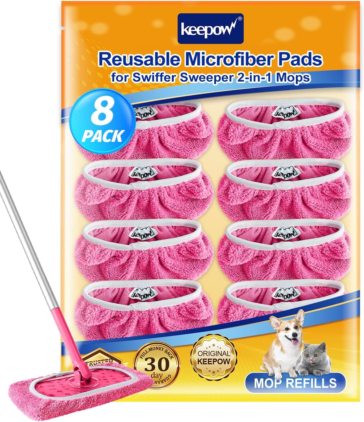 Detalle de Keepow 5701MCA8 Reusable Mop Pads, 8 Pink Coral Fleece Covers