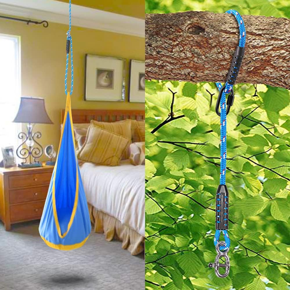 Thumbnail 6 de BeneLabel 2er Schaukel Befestigung Baum – 150 cm, Hängematte & Balkenbefestigung, 454 kg Tragkraft, Blau