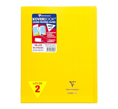 Detalle de Clairefontaine 981404AMZC Lot de 2 Cahiers Koverbook Rouge 24x32 cm, 96 pages – GC