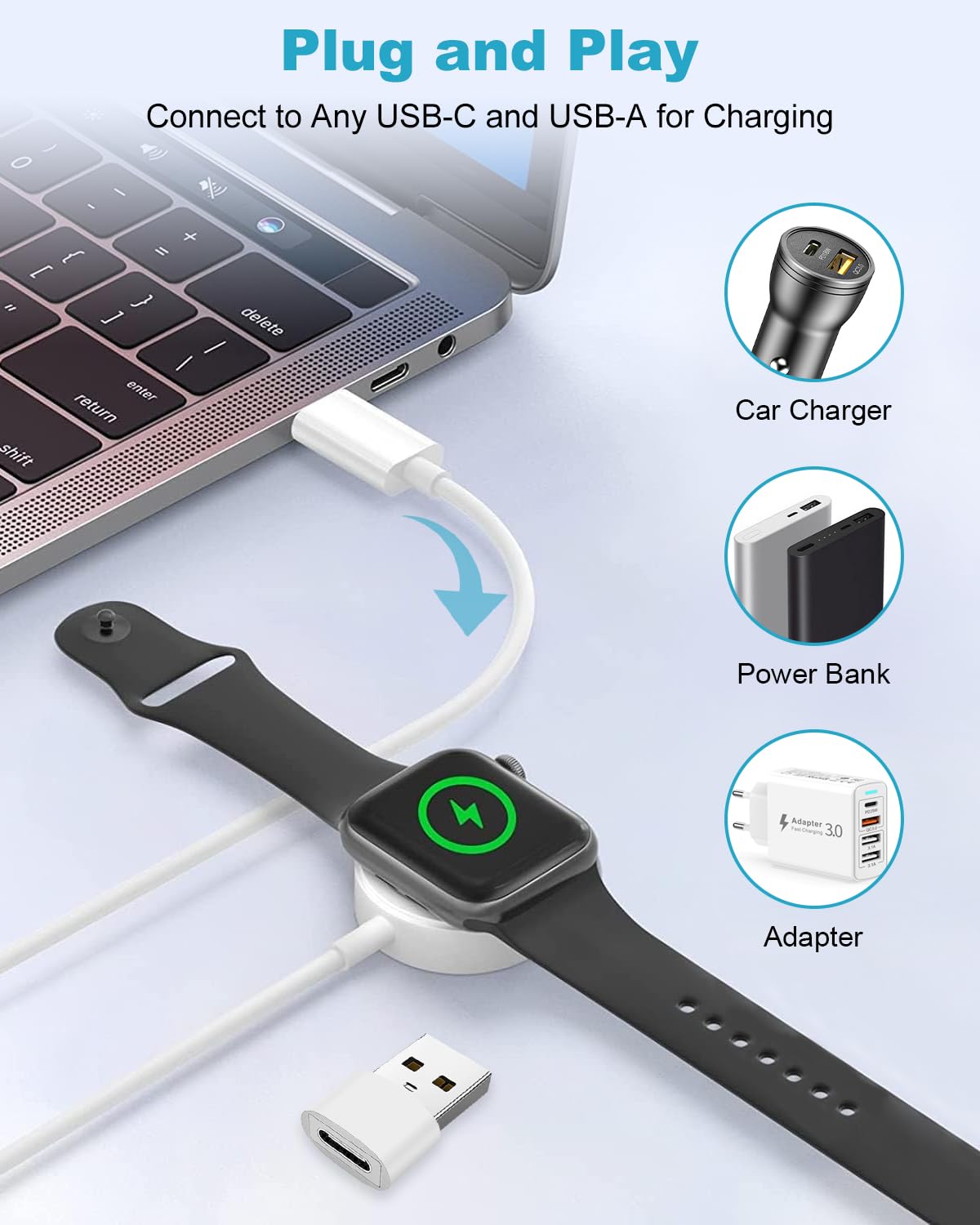 Thumbnail 1 de Chargeur Apple Watch 2M câble magnétique 2,5W