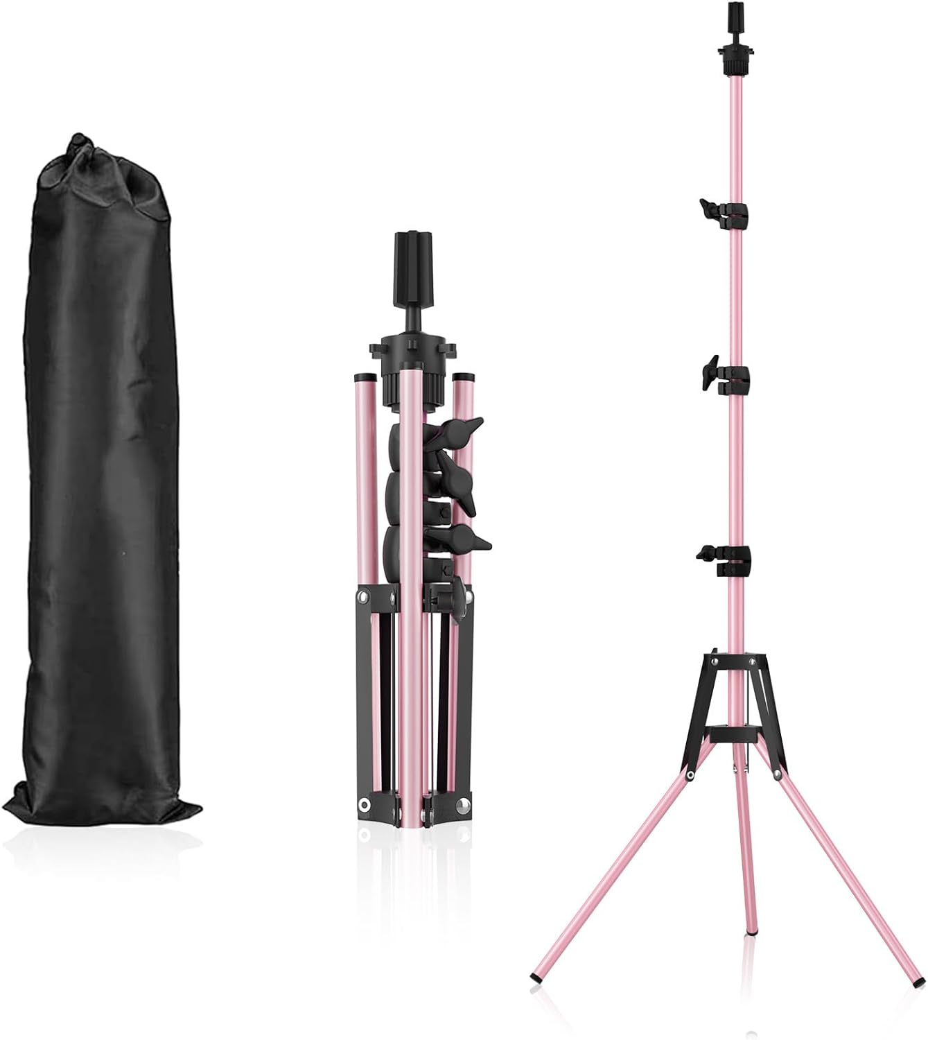 CASDUCT Mannequin-Kopfständer (160 cm), verstellbarer Perückenständer aus verstärktem Metall – für Friseurtraining & Kosmetologie (rose)