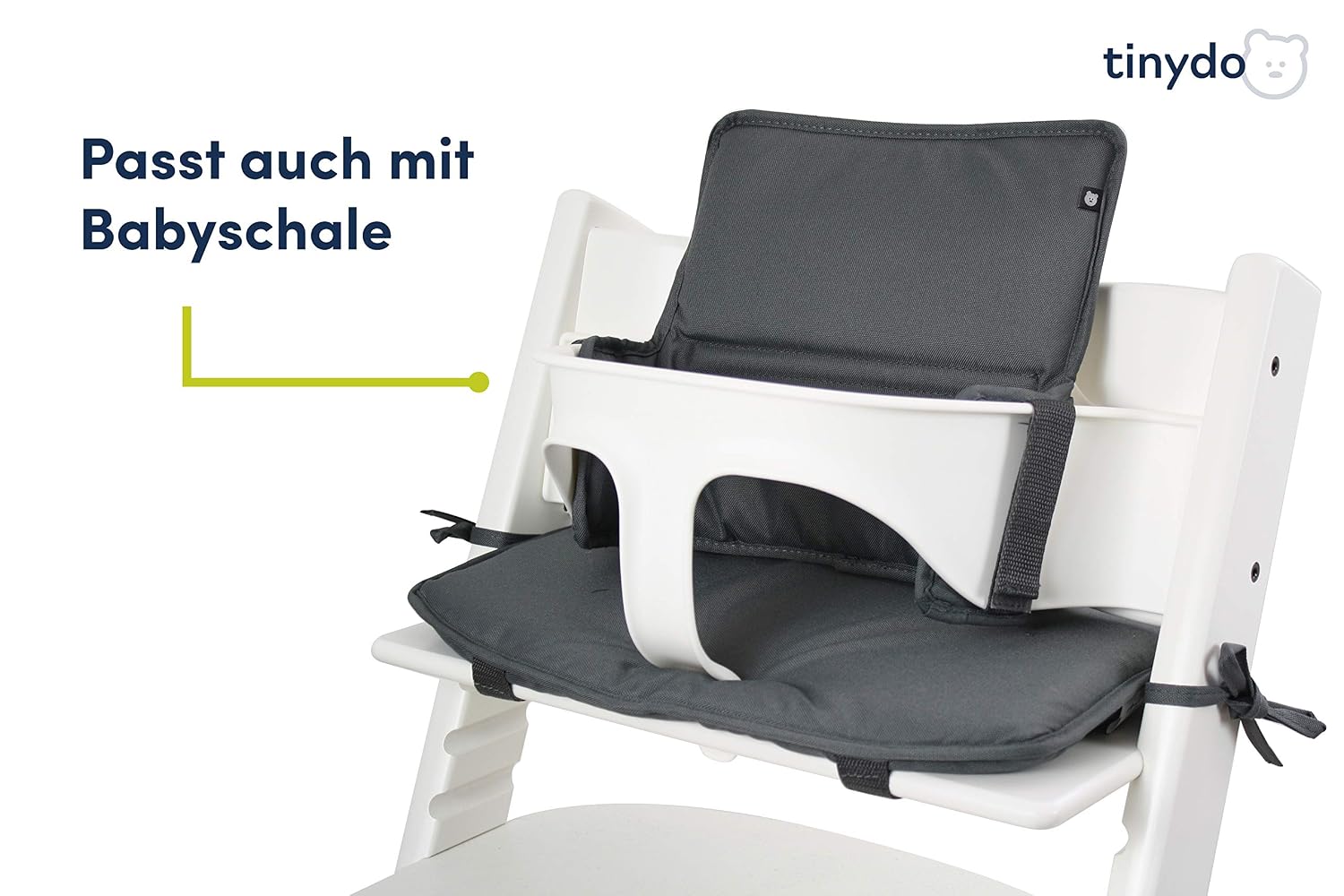 Detalle 2 de Tinydo Hochstuhl Sitzkissen für Stokke Tripp Trapp – ergonomische Memory-Schaum-Auflage, Dunkelgrau