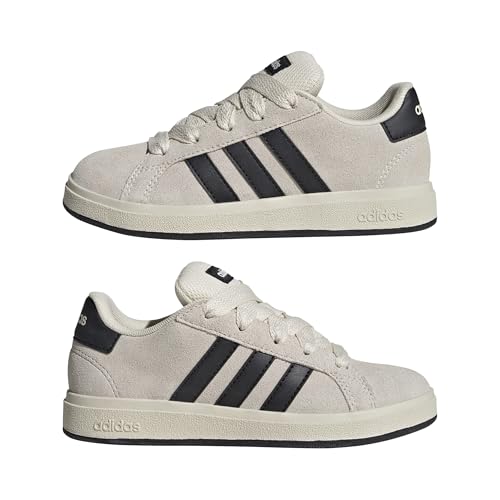 Detalle 2 de adidas Grand Court 00S Kinder Sneaker – Wonder White/Core Black/Cloud White (Größe 40 EU)