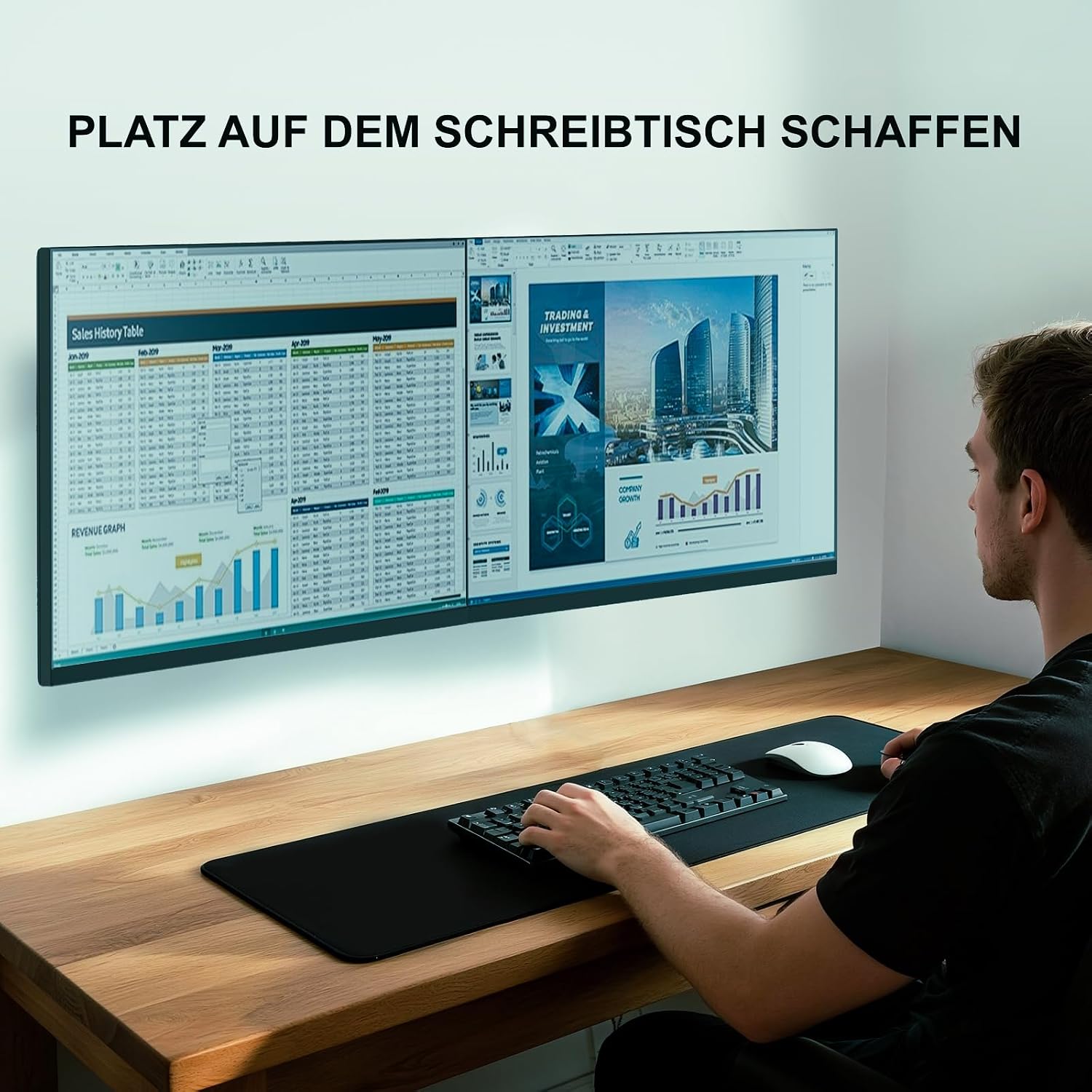 Thumbnail 2 de WALI Dual Monitor Wandhalterung