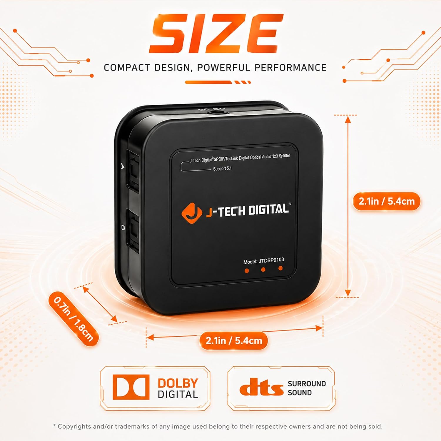 Detalle de J-Tech Digital Optical Splitter 1x3, 1 in