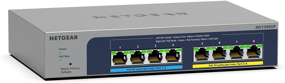Thumbnail 6 de NETGEAR MS108UP 8-Port 2.5G Multi‑Gigabit PoE++ Switch (Ultra60, fanless, ProSAFE)