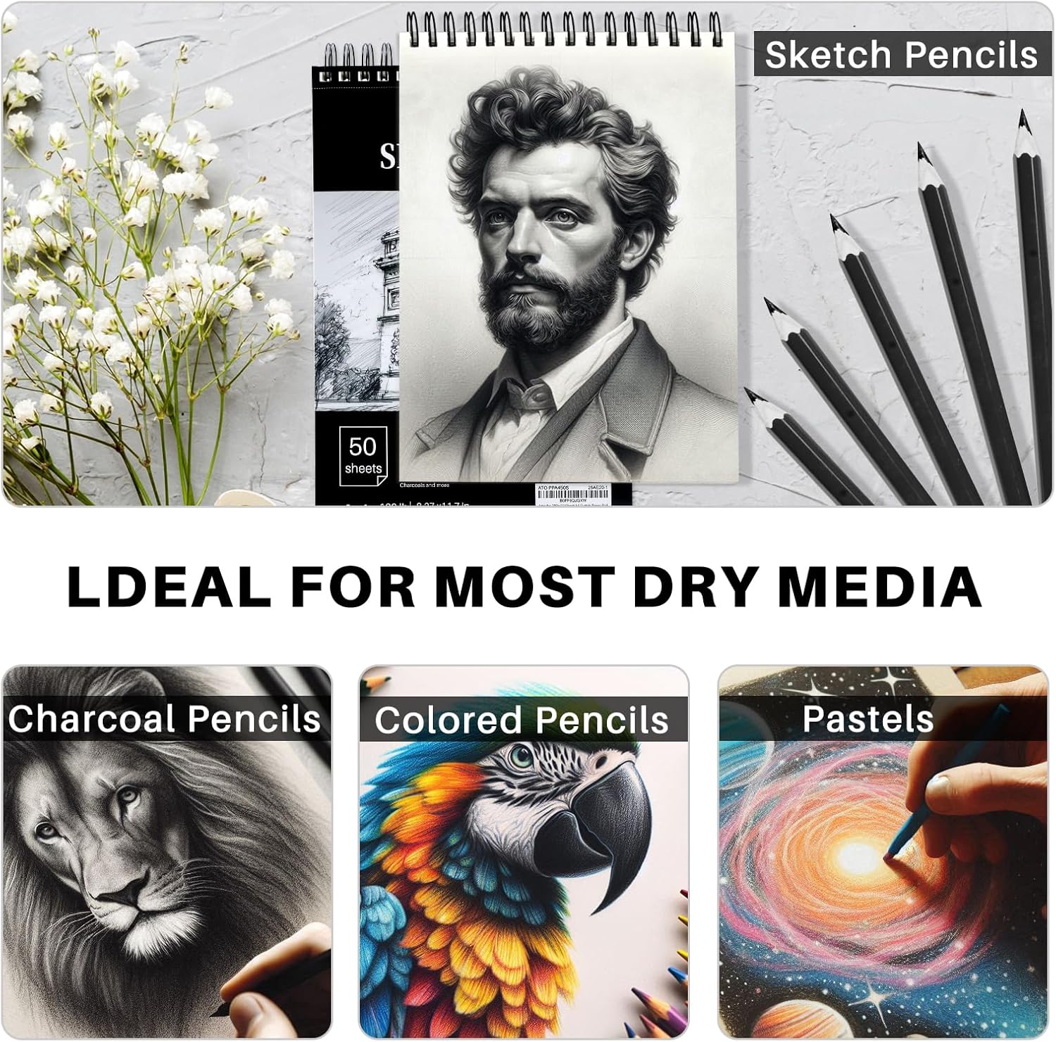 Thumbnail 5 de Artecho A4 Sketch Book (Hardcover, Spiral Bound) – 50 Sheets, 300gsm Thick Paper