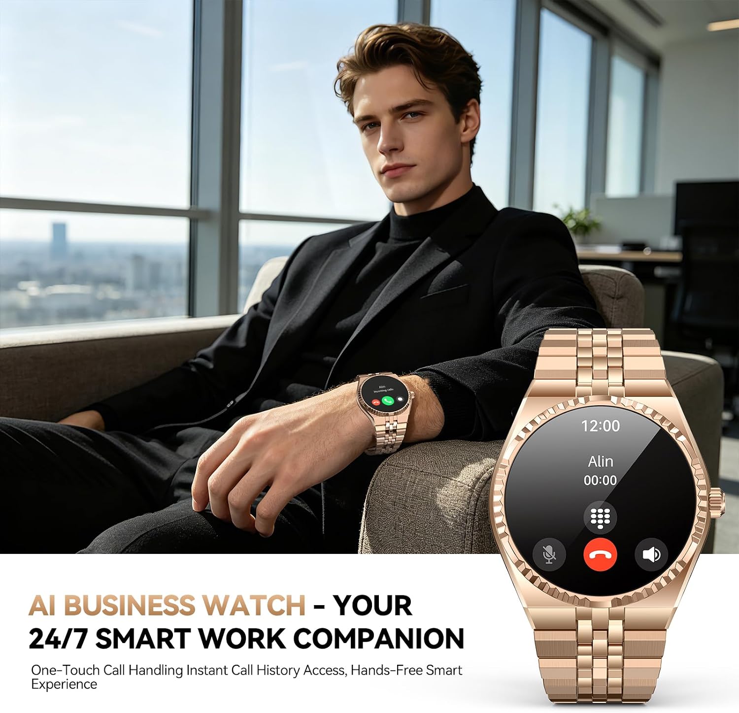 Thumbnail 2 de 2026 Business Smart Watch: 1.32" AMOLED, 160+ Sports, Bluetooth 5.4 Calls, Stainless Steel Straps