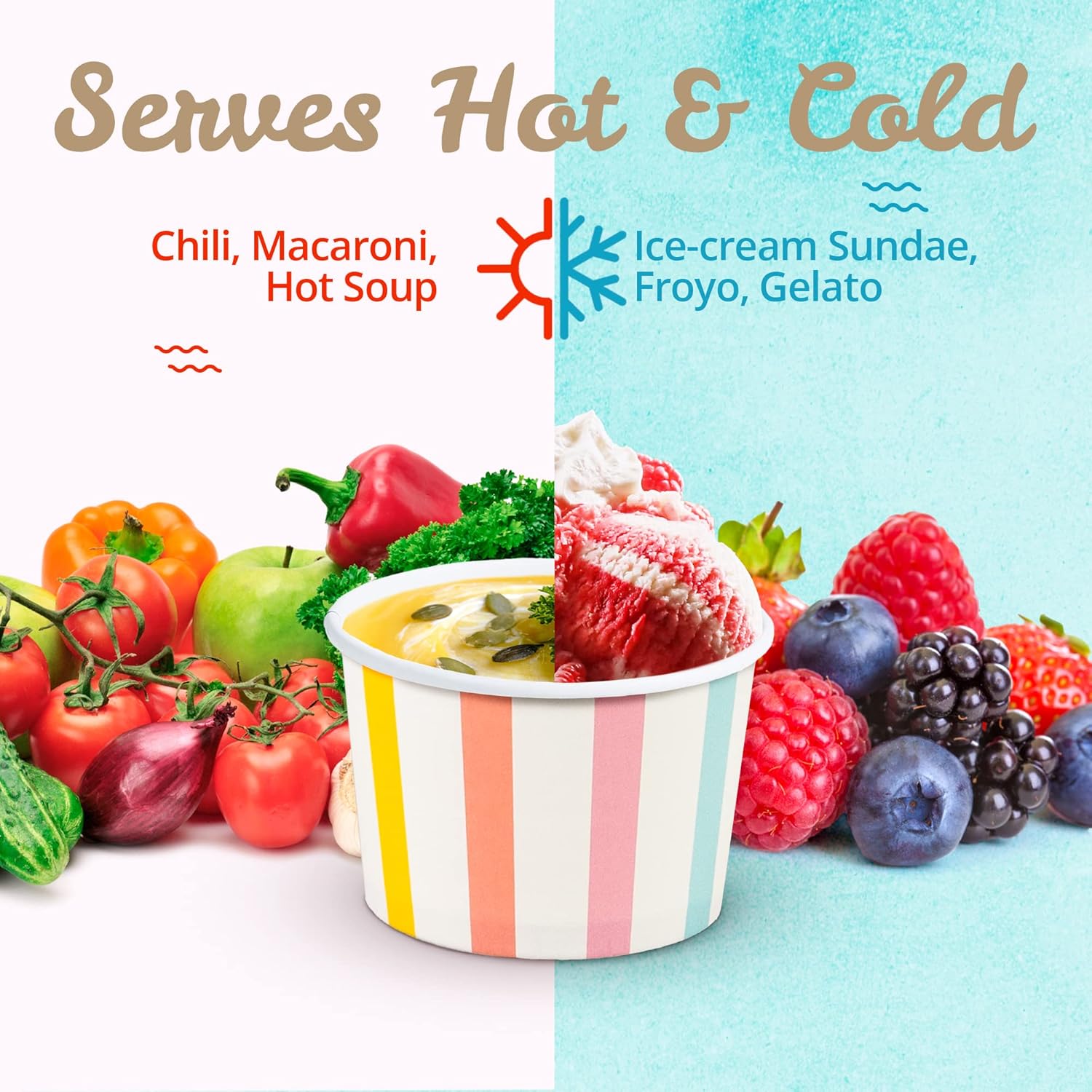 Thumbnail 6 de MATICAN 5.5-Oz Paper Ice Cream Cups, 50-Count: Pastel Stripes for Hot or Cold Treats