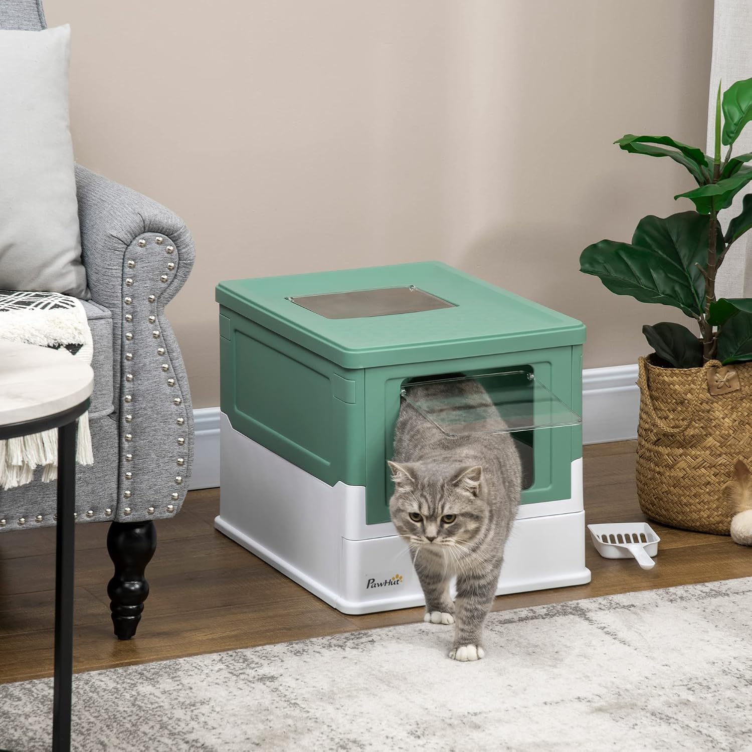 Detalle 2 de PawHut Cat Litter Tray 47.5 cm front-entry litter box 🐱