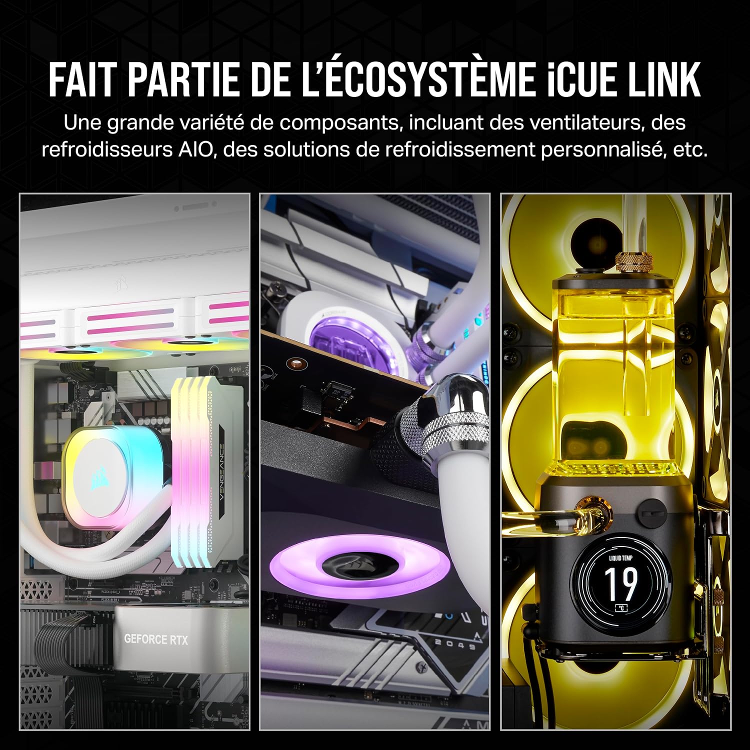 Thumbnail 6 de Corsair iCUE Link QX140 RGB à dôme magnétique 140 mm (kit double ventilateurs + hub) en blanc
