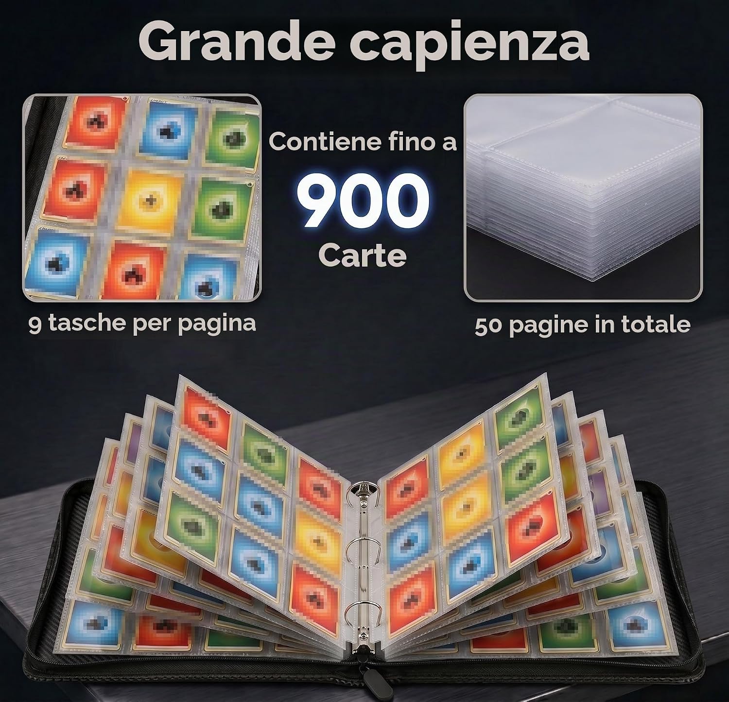 Detalle de KORVORIA Album Porta Carte 900 Tasche: grande capacità, protezione e stile in rosso