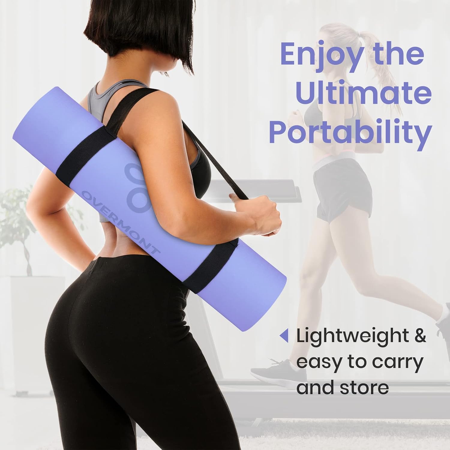 Thumbnail 6 de OVERMONT TPE Yoga Mat, 72" x 24", 1/3-Inch Thick, Dual-Sided Grip