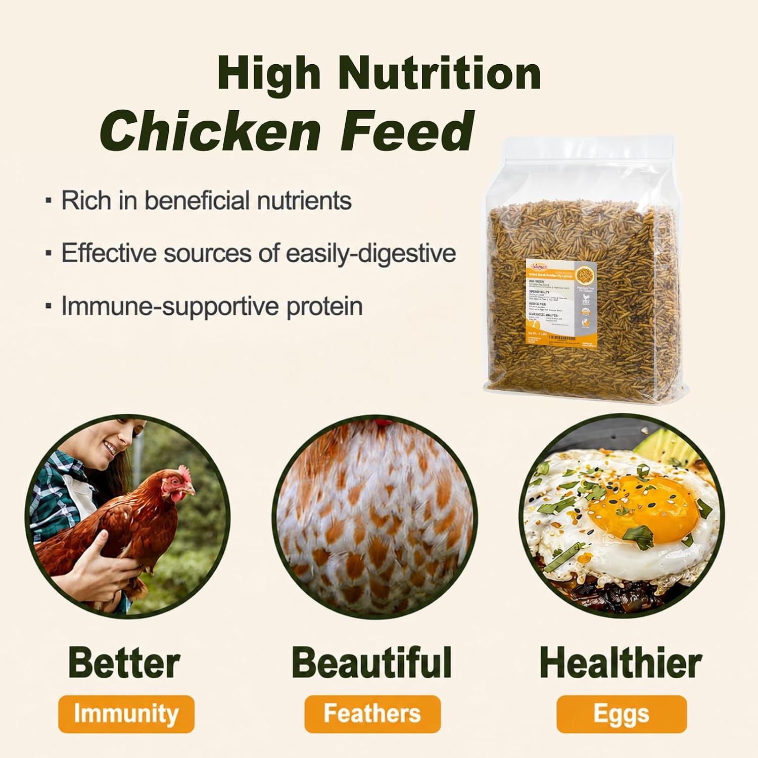 Detalle de Adaman Dried Black Soldier Fly Larvae, 5 lb High-Calcium Chicken Feed