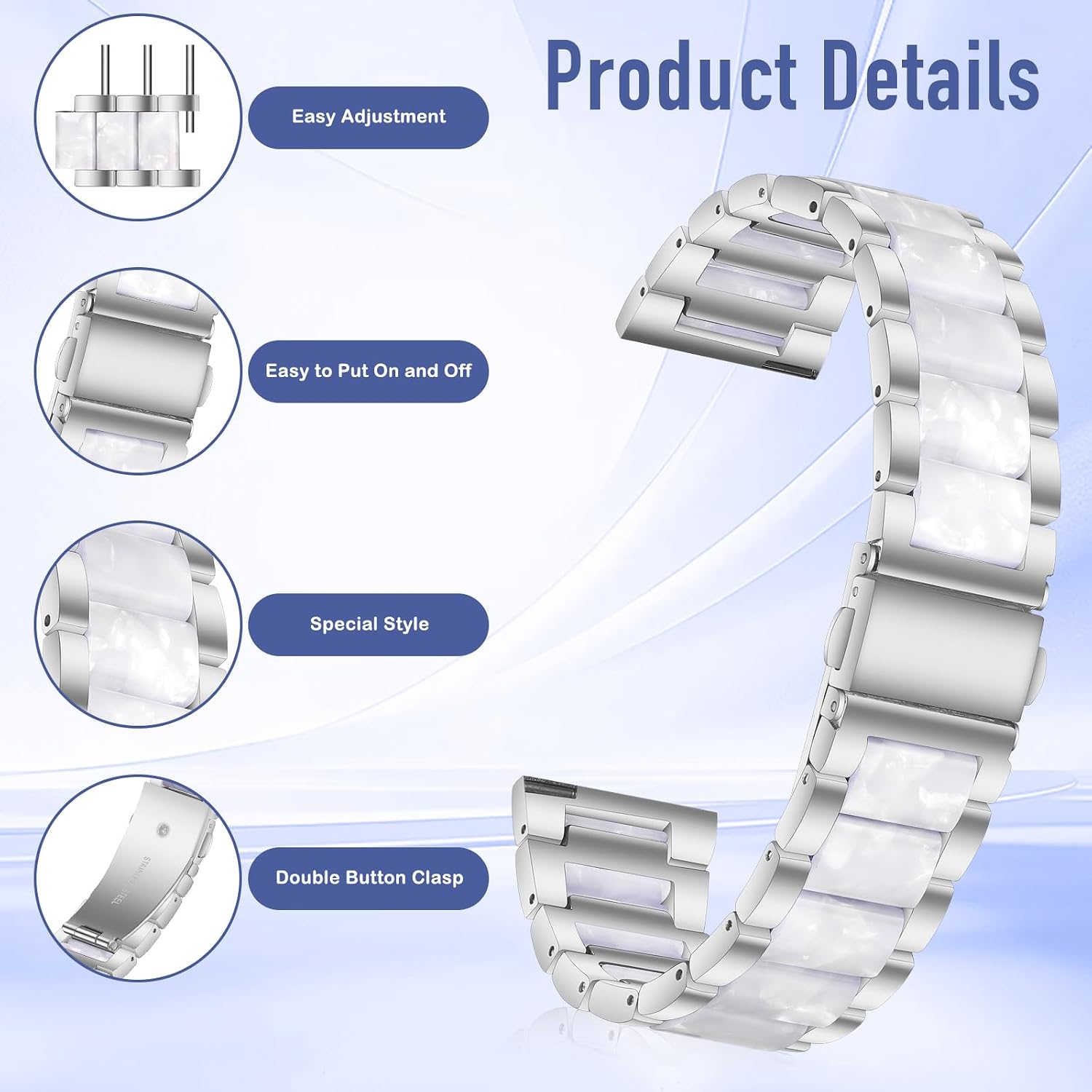 Thumbnail 1 de CeiBand Metal Strap with Quick Release & Deployment Buckle (18mm, 20mm, 22mm)