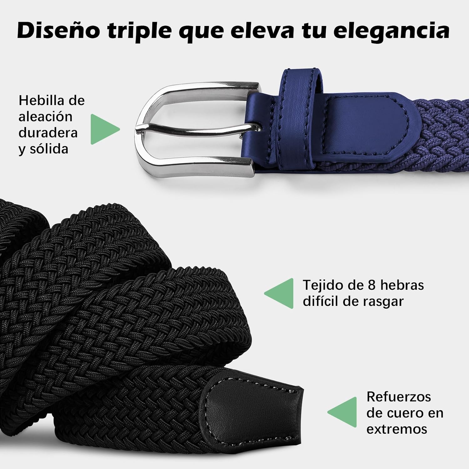 Thumbnail 5 de TANGCHAO Pack 2 cinturones elásticos sin agujeros