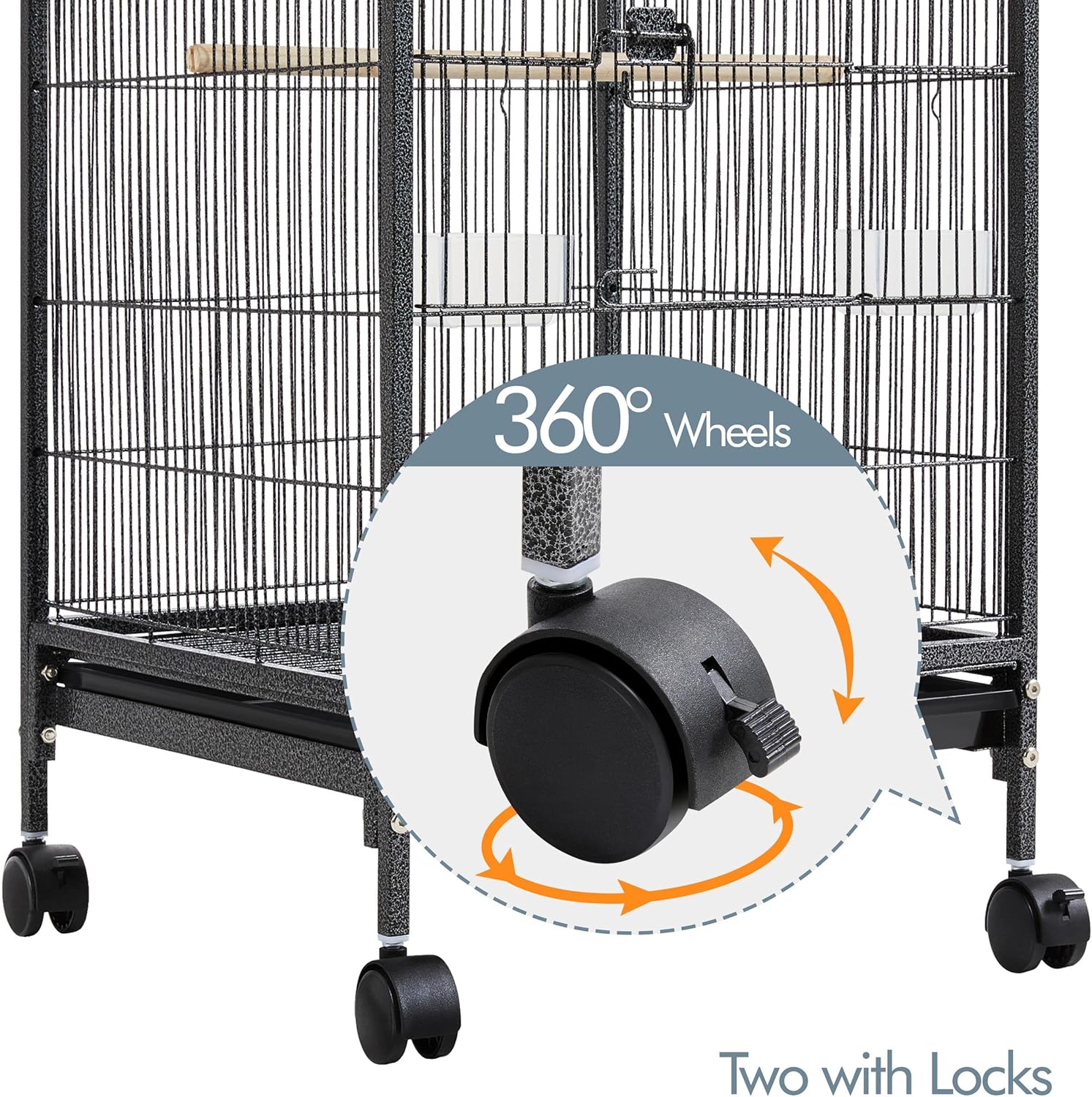 Thumbnail 6 de Yaheetech 100.5cm Iron Open-Top Bird Cage with Rolling Stand (45.5 x 45.5 x 100.5cm) for Budgies, Parakeets & Lovebirds