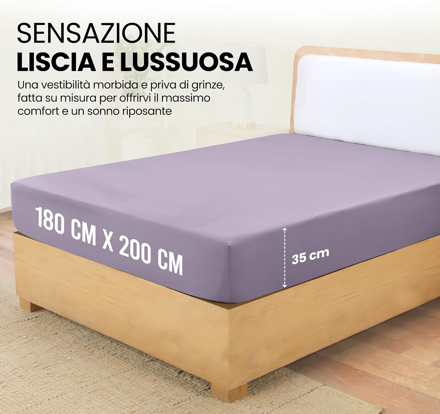 Detalle 2 de Lenzuolo con angoli 180x200 lavanda