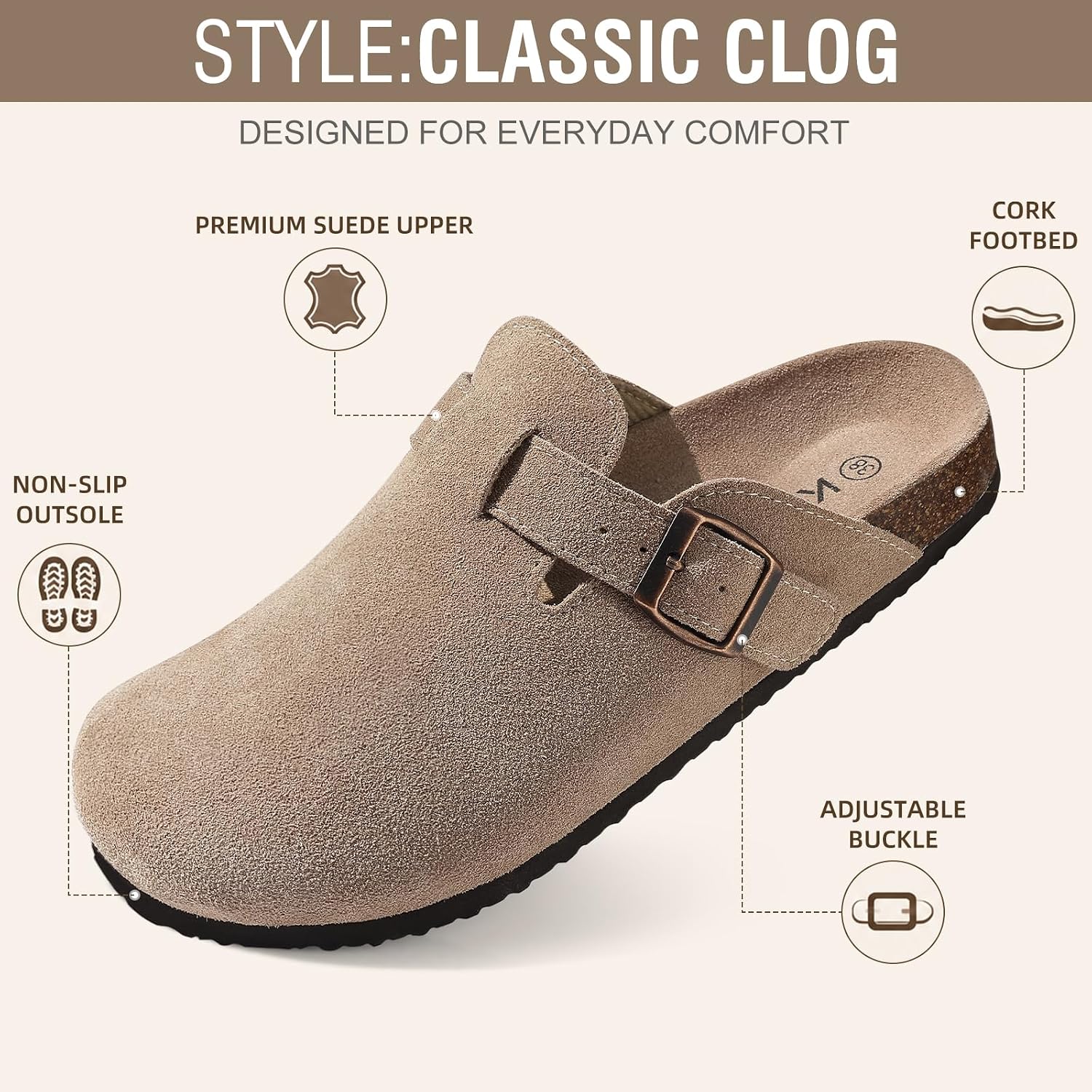 Thumbnail 4 de KIDMI Suede Cork Clogs 1 Pair