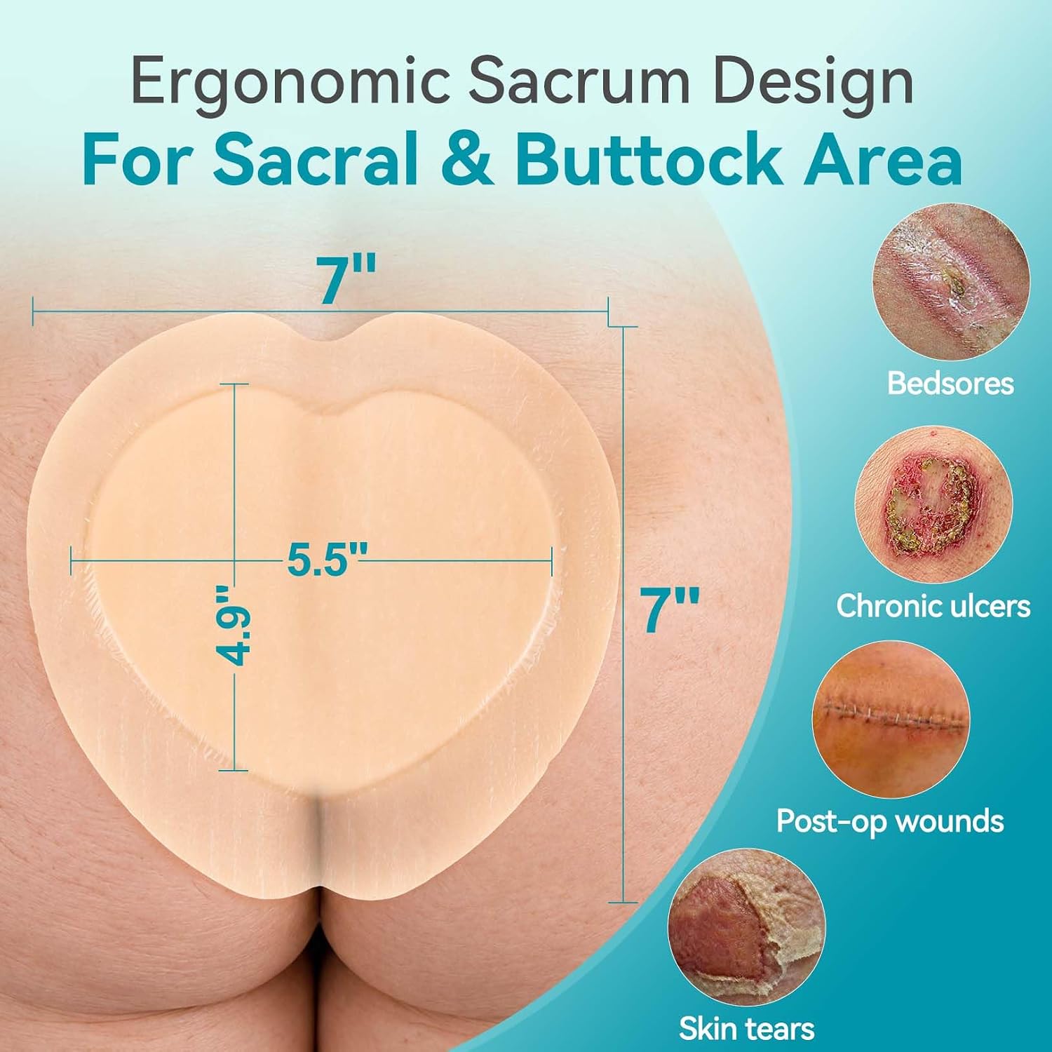Thumbnail 6 de Dimora Stickered.MSKU.1739950578536 Sacral Silicone Foam Dressing, 7" x 7", 20 Count