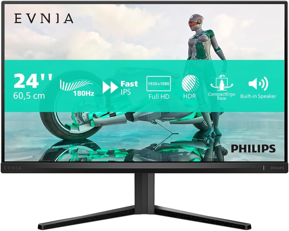 Thumbnail 1 de Philips Evnia 24M2N3200AM Gaming-Monitor (24 Zoll, Full HD, 180 Hz, 1 ms) mit FreeSync Premium & G-Sync Compatible