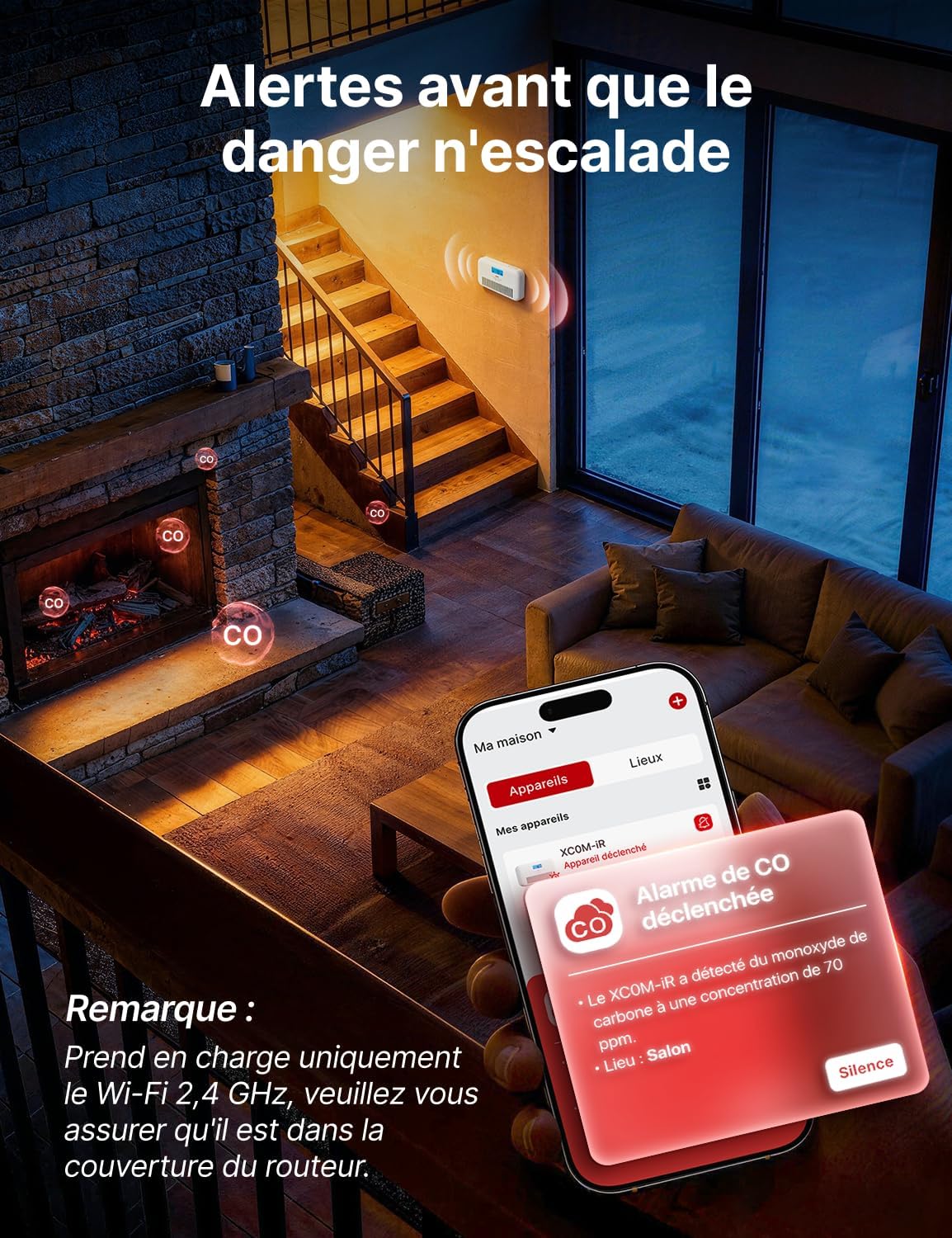 Detalle 2 de X-Sense XC0M-iR détecteur de monoxyde de carbone connecté