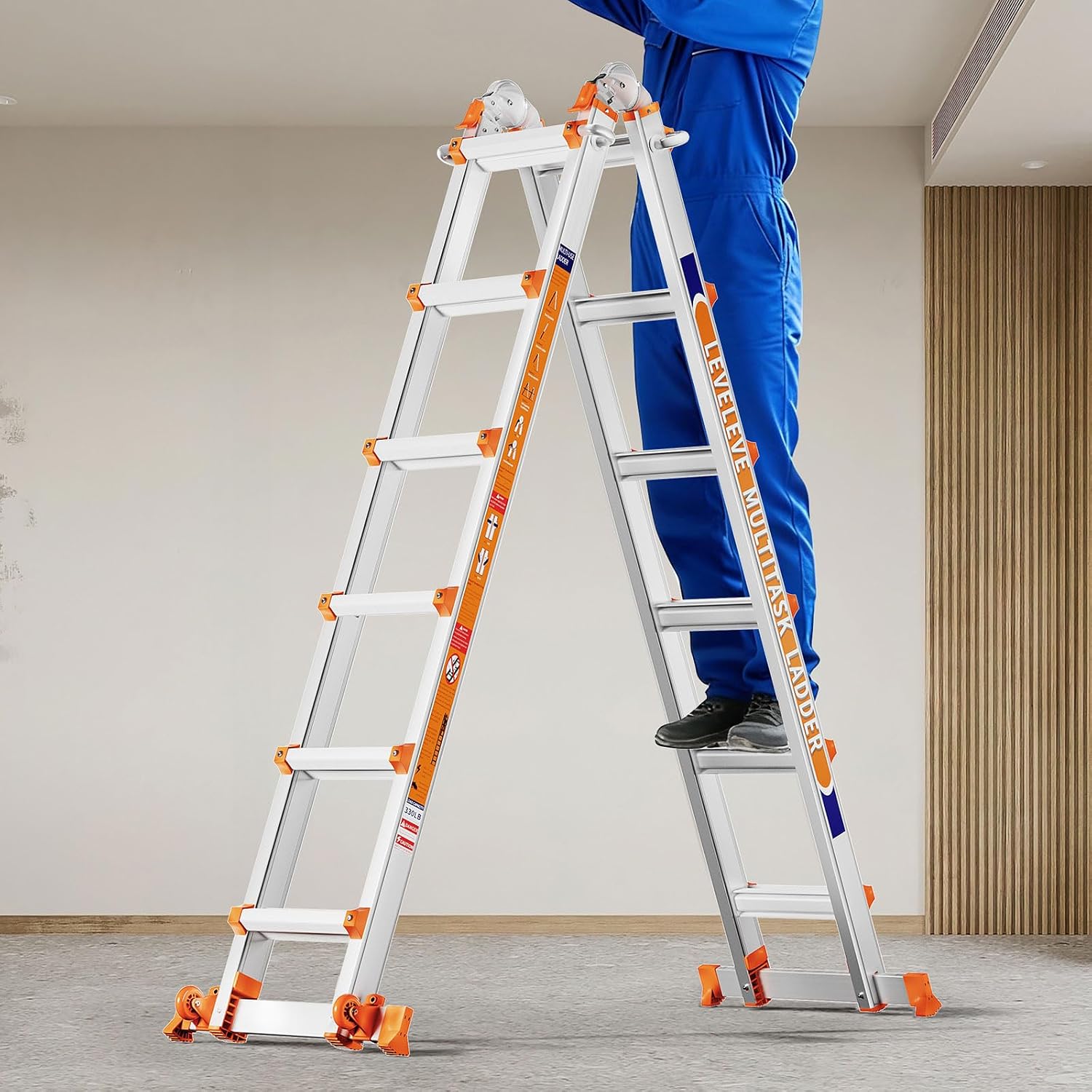 Detalle de LEVELEVE 007 Multi-Position Extension Ladder, 6-Step, 330 lb Capacity