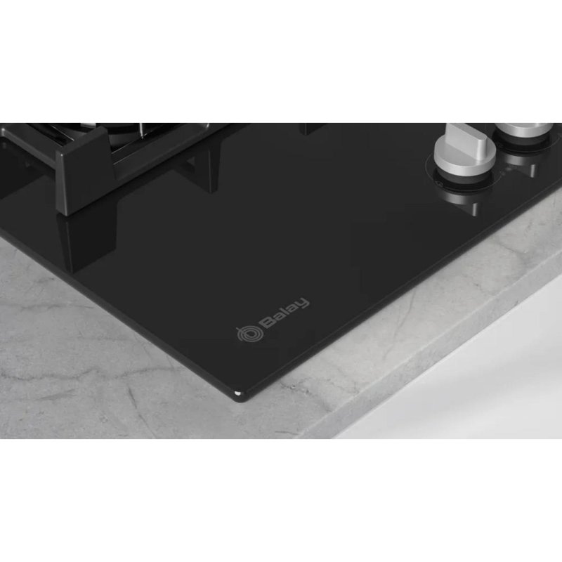 Detalle 2 de Balay 3ETG563QB – Placa de gas integrada de 59 cm, vidrio templado negro