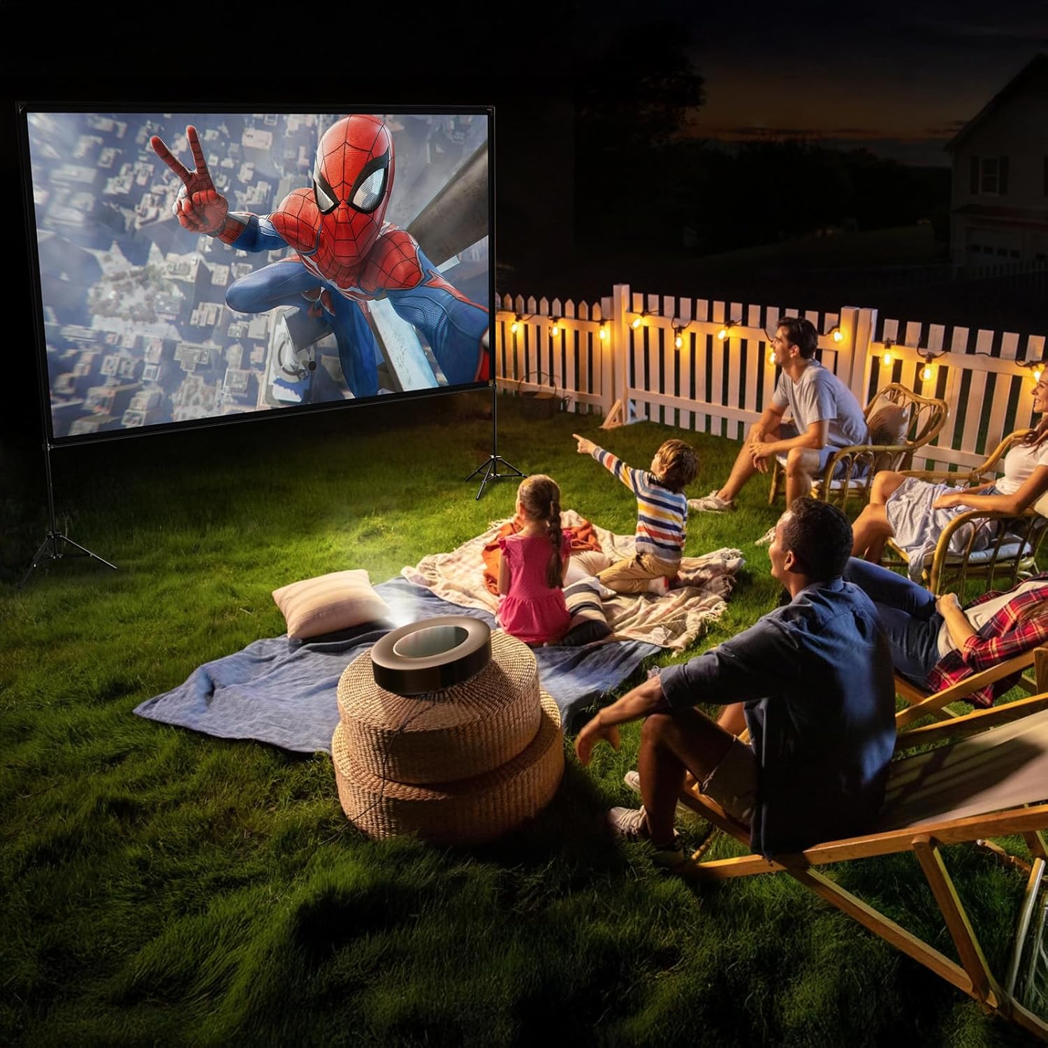 Thumbnail 4 de VISULAPEX 100-Inch Projector Screen with Stand (16:9, 4K HD) — Portable Foldable Movie Screen for Indoor/Outdoor