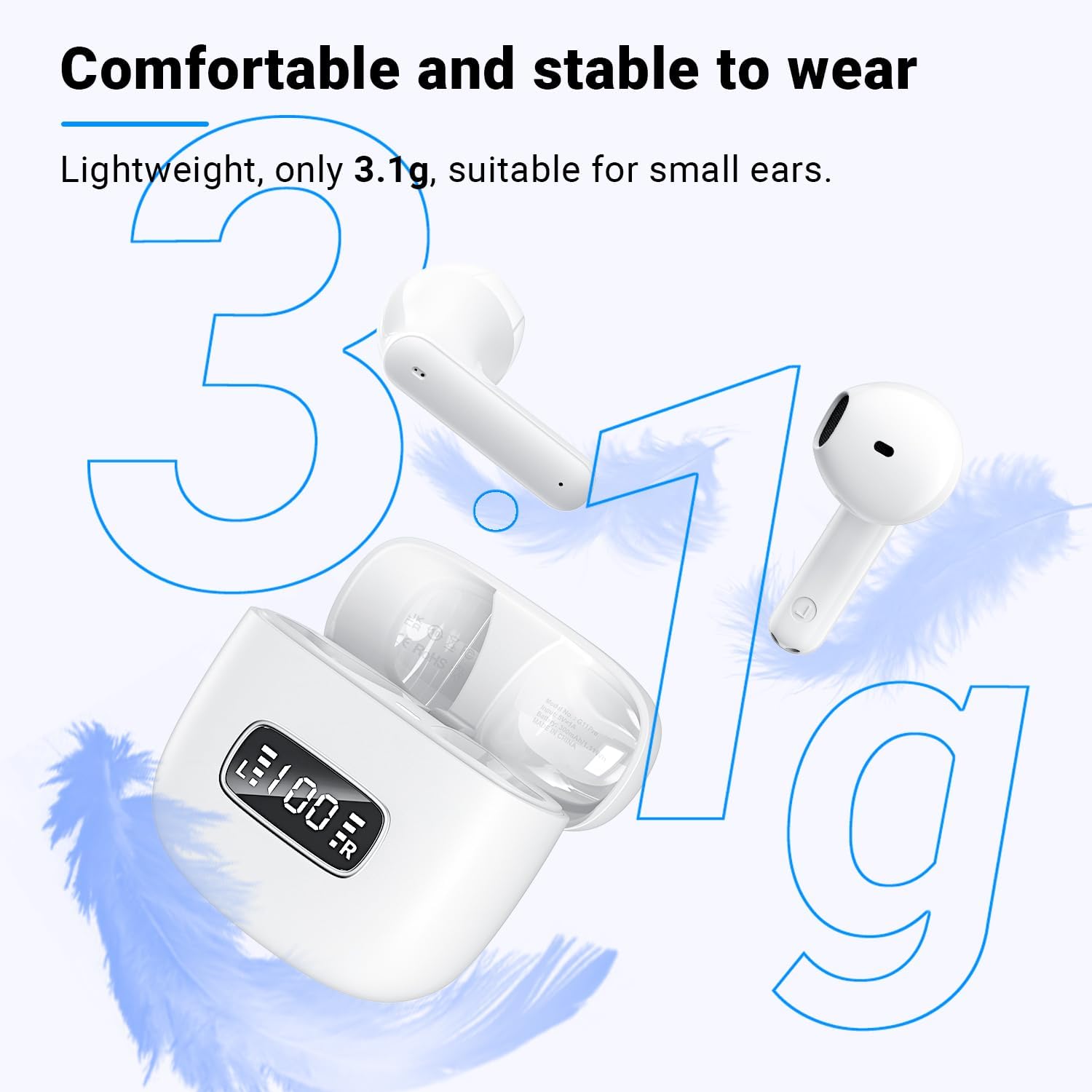 Detalle de Kauguo Wireless Earbuds Bluetooth 5.4 — Lightweight open-fit for small ears