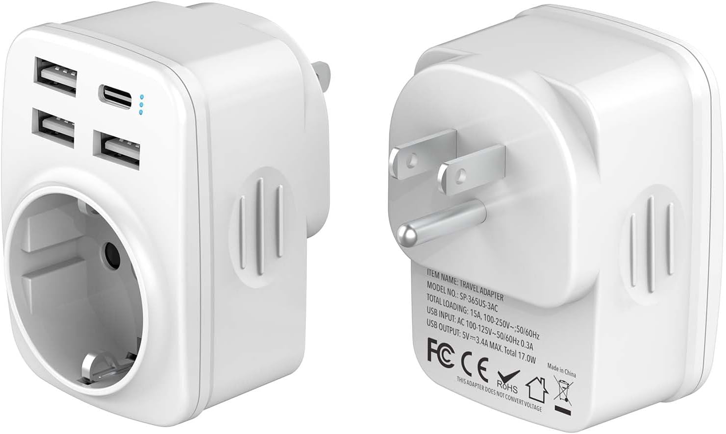 Detalle de Hoppac Adaptador de Enchufe EE.UU 5 en 1