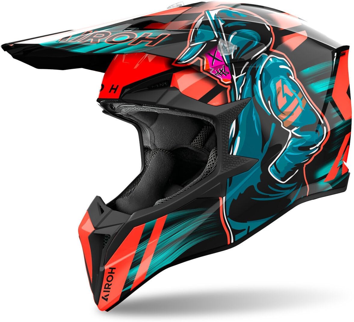 Detalle de AIROH WRAAAP CYBER RED MATT XXS – Integraler Motorradhelm, ECE 2206