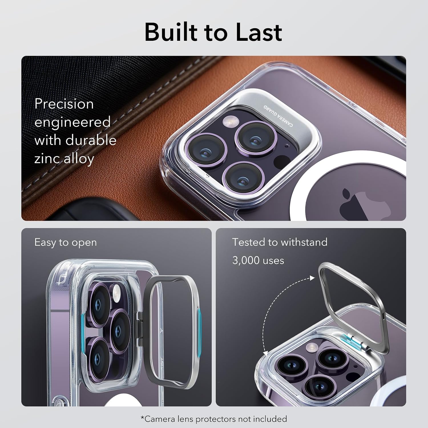 Detalle de ESR iPhone 14 Pro magnetic case with camera ring stand (clear) — MagSafe compatible