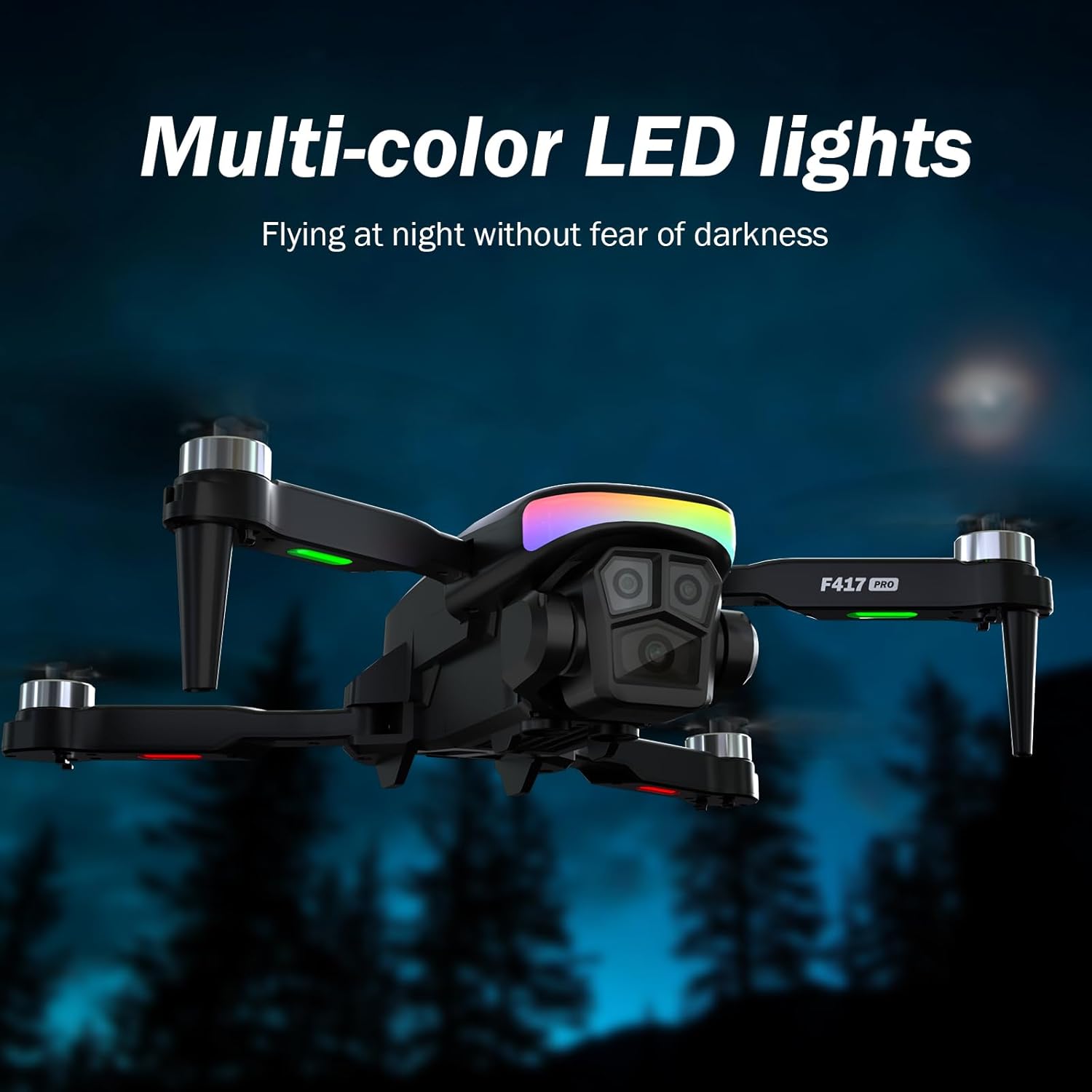 Detalle de Fakjank F417PRO Drone with Camera 1080P – Screen Controller, 90° Tilt Lens, LED Lights & Safe for Beginners