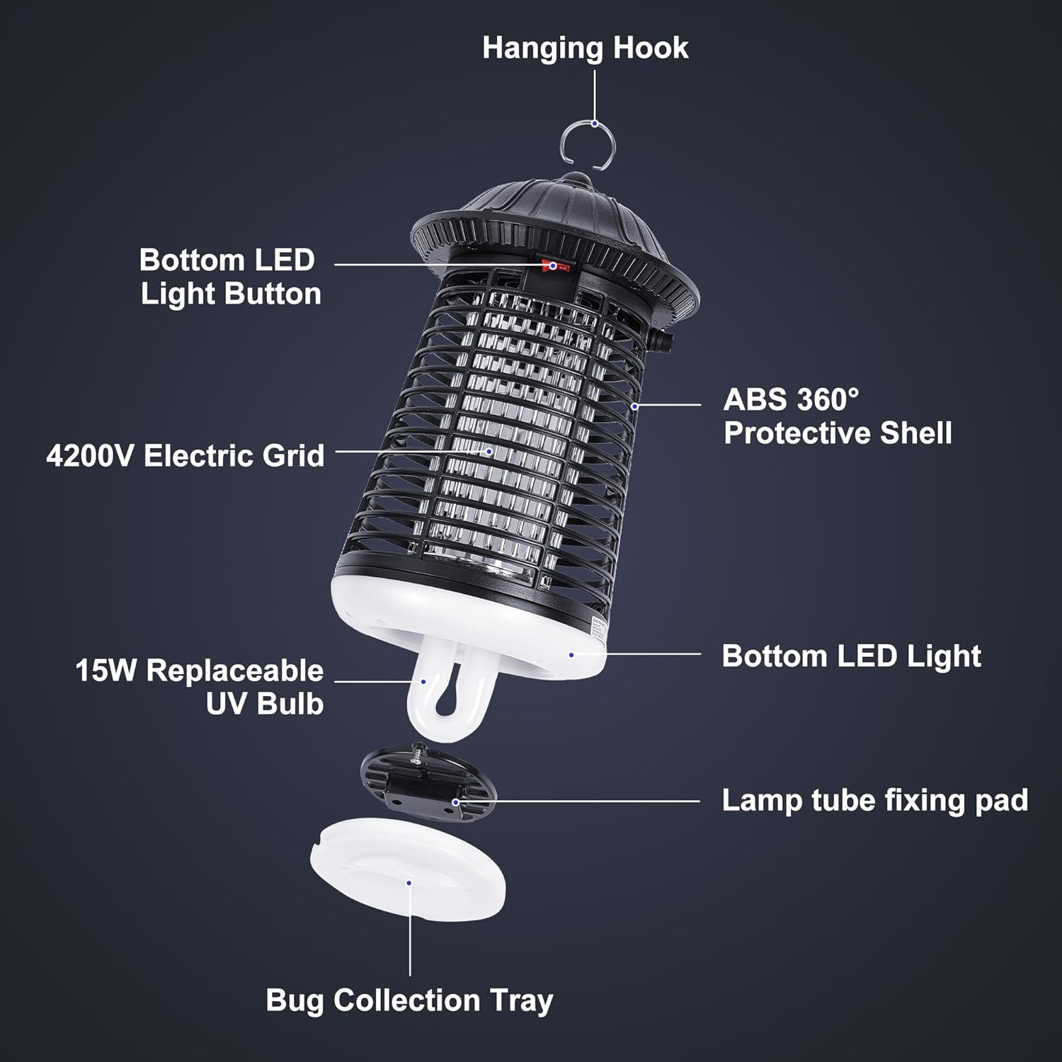 Thumbnail 3 de Bug Zapper Outdoor/Indoor: 4200V High Powered Waterproof Mosquito Killer