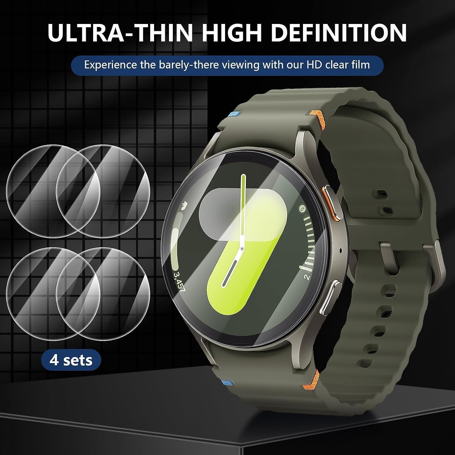 Detalle de Diruite 4-Pack Tempered Glass Screen Protectors for Samsung Galaxy Watch 7/6/5/4 (44mm)
