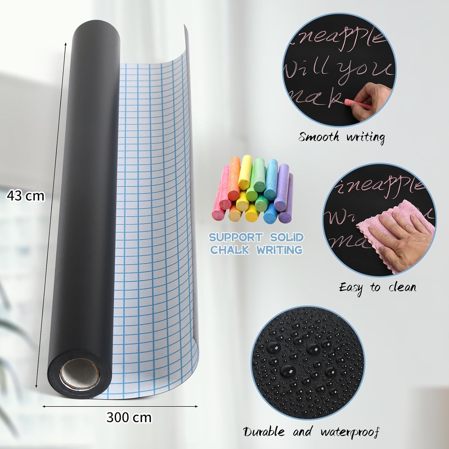 Detalle 2 de BESTOOL Blackboard Chalk Board Wall Sticker Wrapping Paper 43cm x 300cm