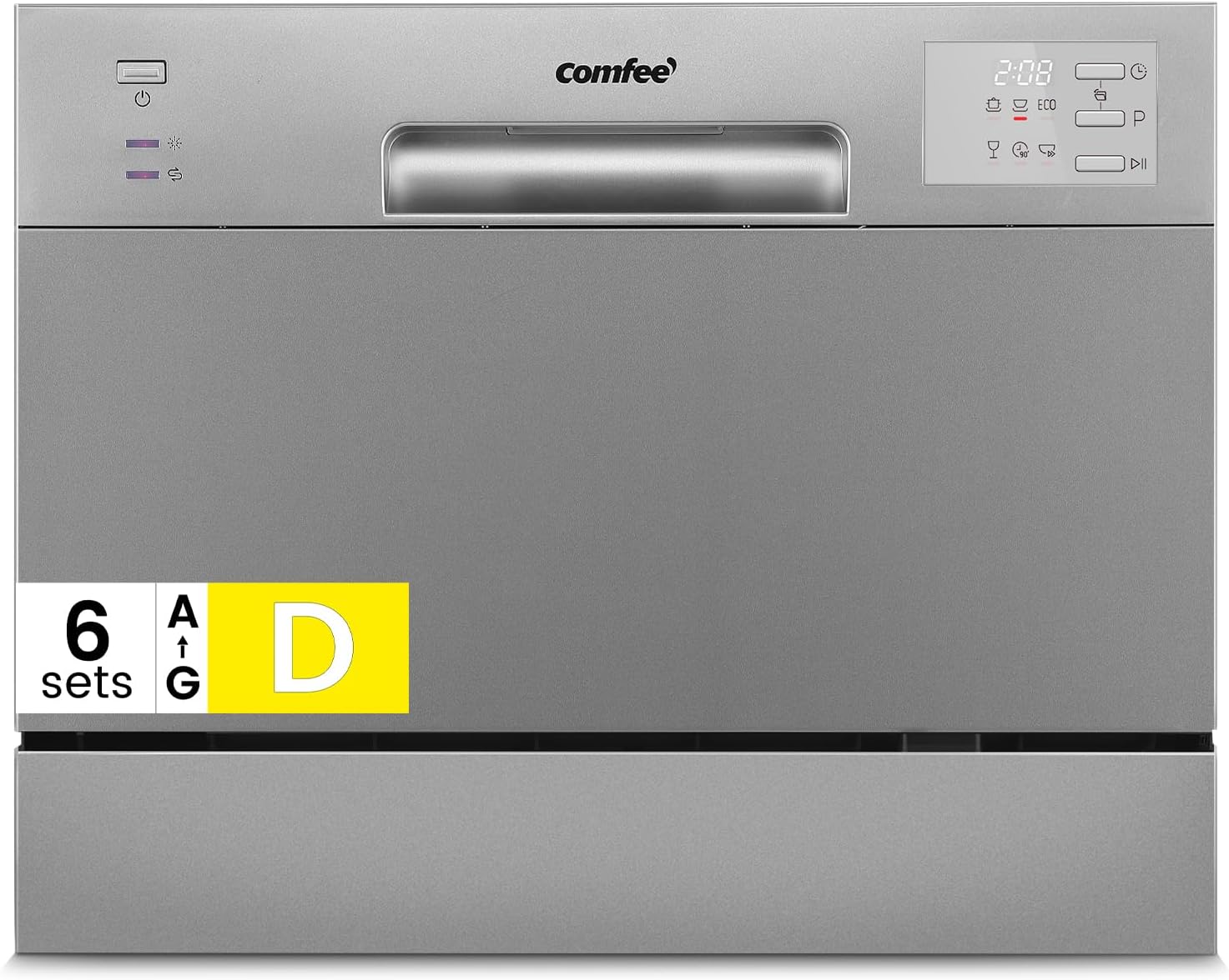 Detalle de COMFEE' CDWMT0602ESD-EU: Lavavajillas de Sobremesa Compacto, 6 Cubiertos y 6 Programas