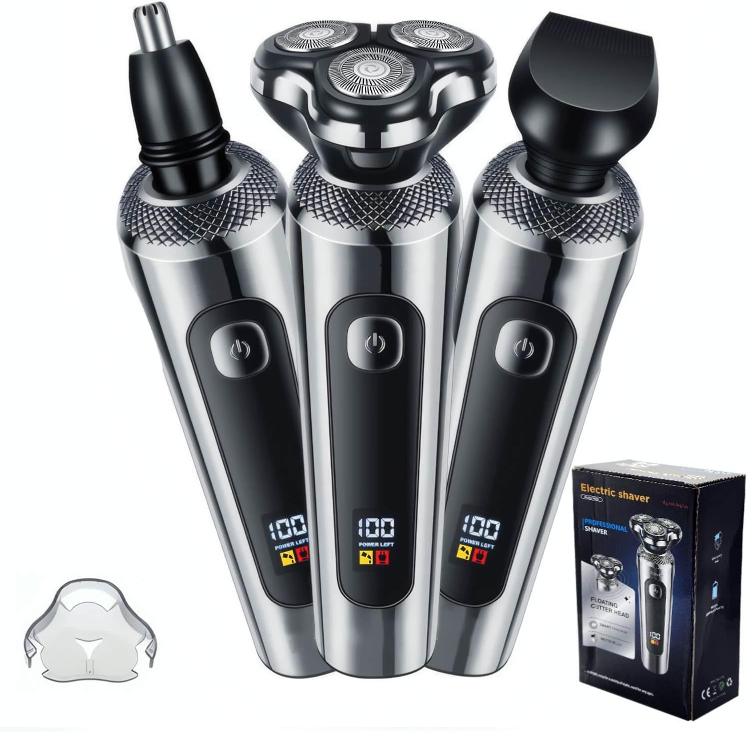 Detalle de Rantizon 3-in-1 Electric Razor for Men: Beard, Nose & Sideburn Trimmer (IPX7, Turbo LED)
