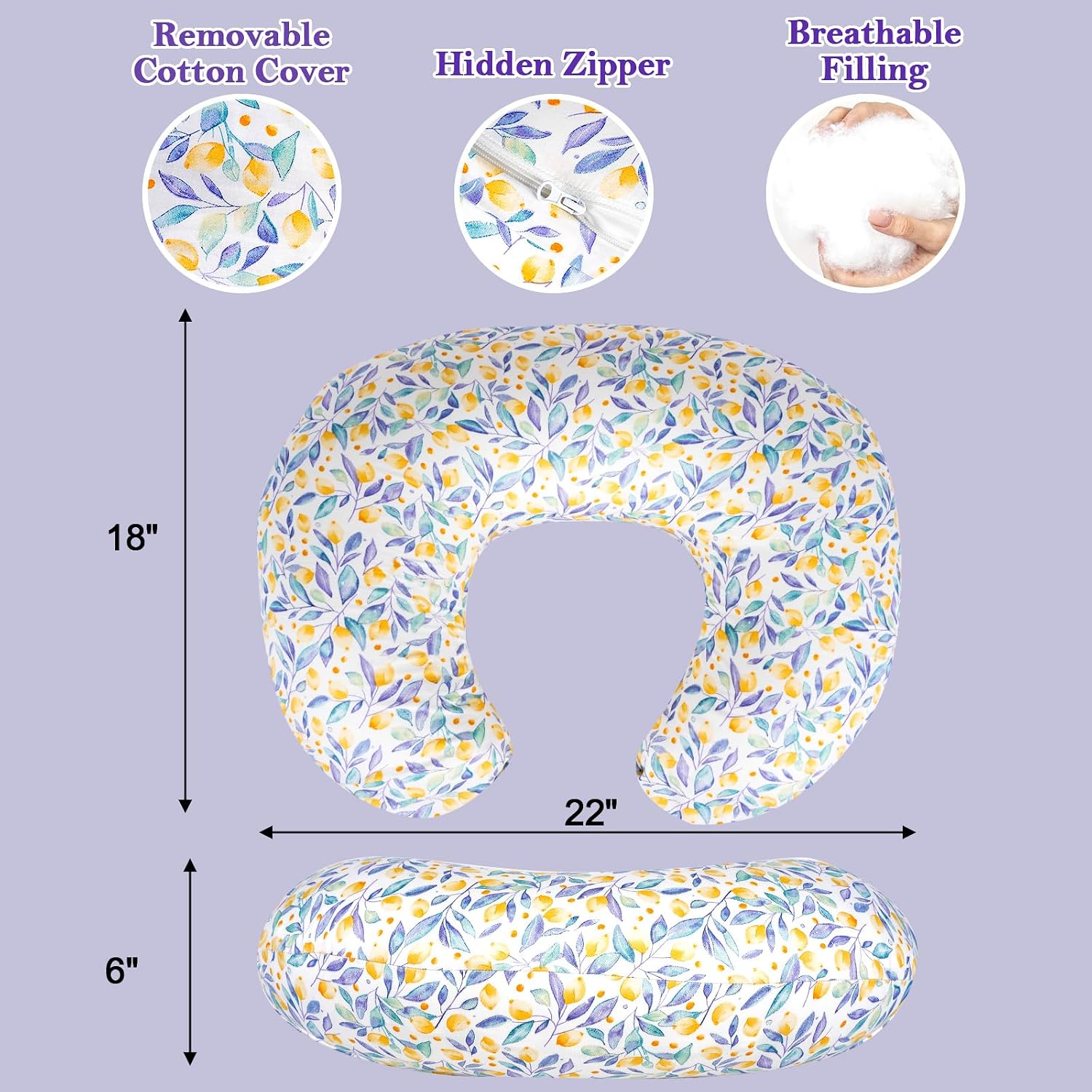Detalle 2 de LLCJYYCY C-Shape Nursing Pillow with Breathable Fill and Washable Cotton Cover