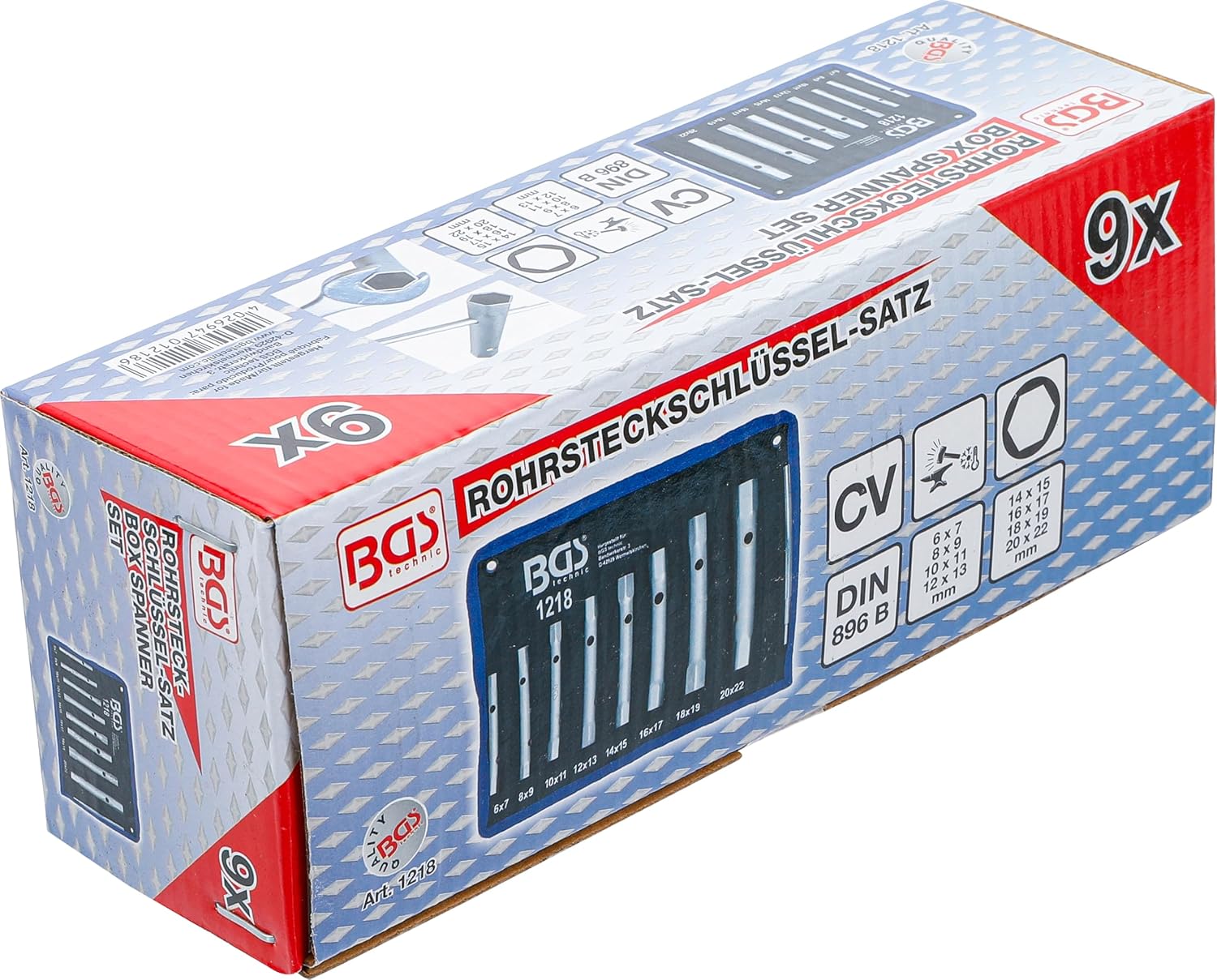 Thumbnail 6 de BGS Technic 1218 rörhylsnyckelsats, 9 delar, 6 x 7–20 x 22 mm