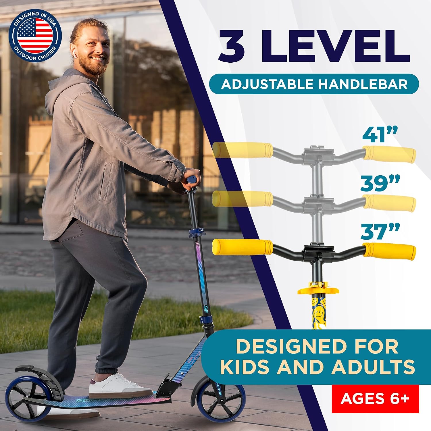 Detalle 2 de Outdoor Cruiser Kick Scooter 8-inch Wheels 🛴