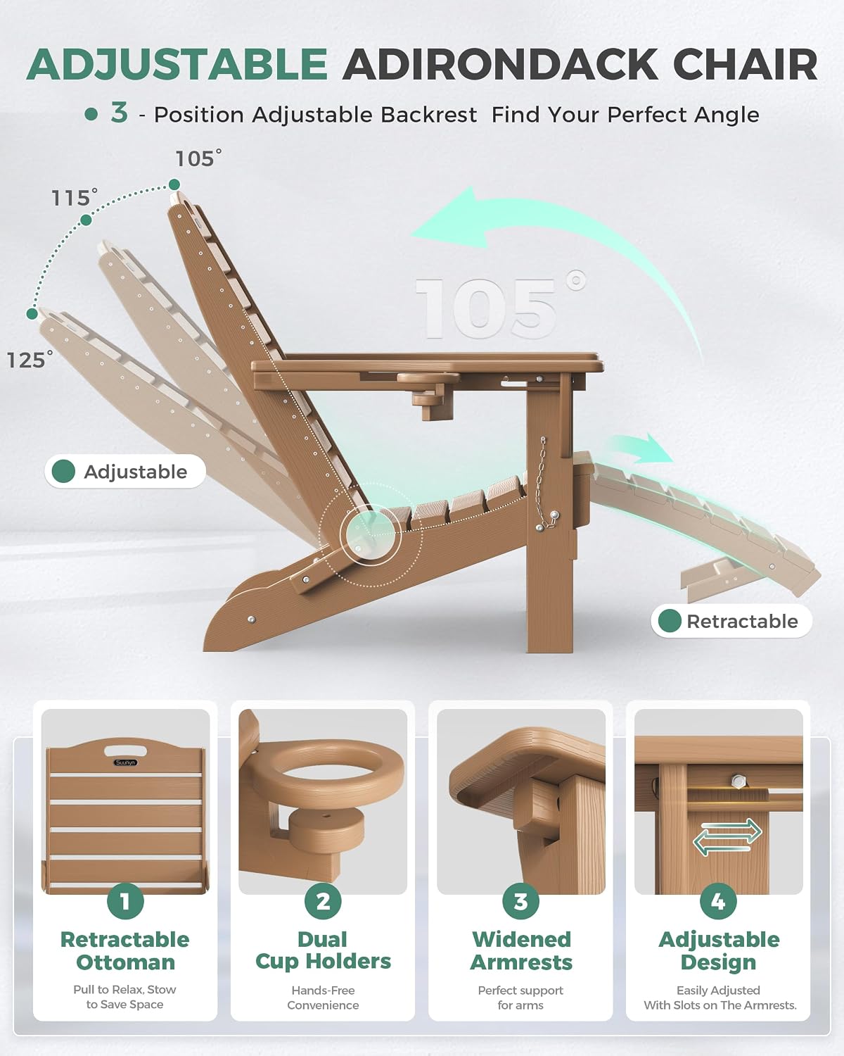 Thumbnail 4 de SUUNYN Adirondack Chair in HDPE