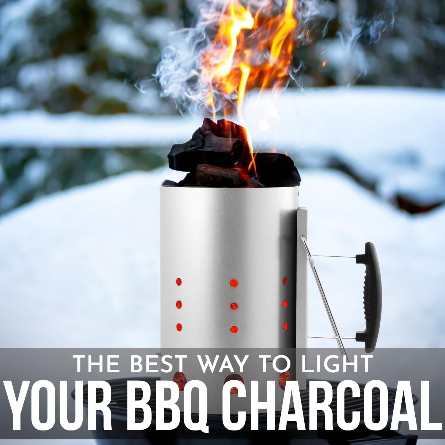 Detalle 2 de SA Products BBQ Chimney Starter – Aluminium Charcoal Lighter Canister with Heat-Insulated Handle