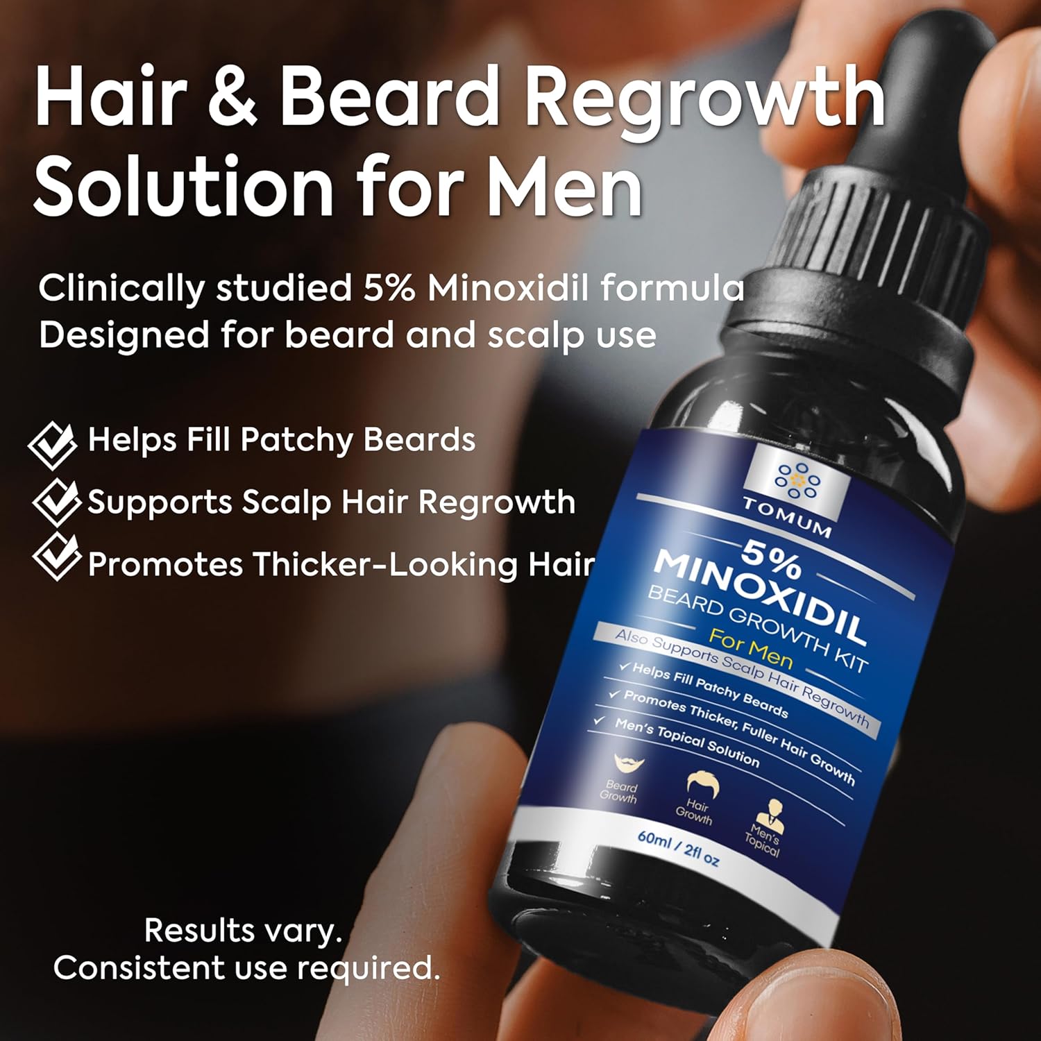 Thumbnail 1 de TOMUM 5% Minoxidil Beard Growth Kit for Men – Hair & Beard Regrowth Serum