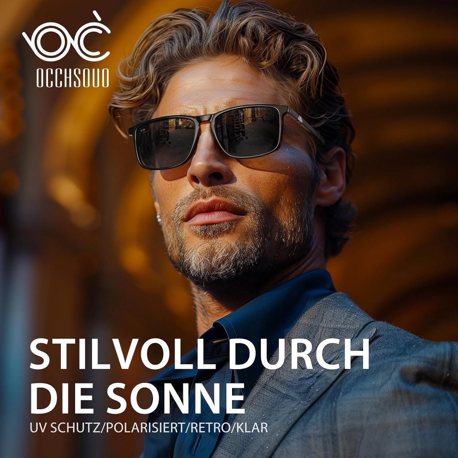 Detalle 2 de Occhsouo Polarisiert Sonnenbrille – UV400 Schutz, TR90 Leichtgewicht, CAT 3, Schwarz